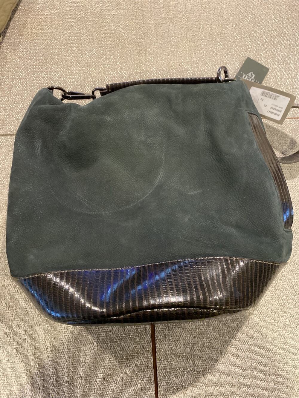 Eleventy Womans Green Suede And Leather convertible bag Arm & Shoulder Nwt